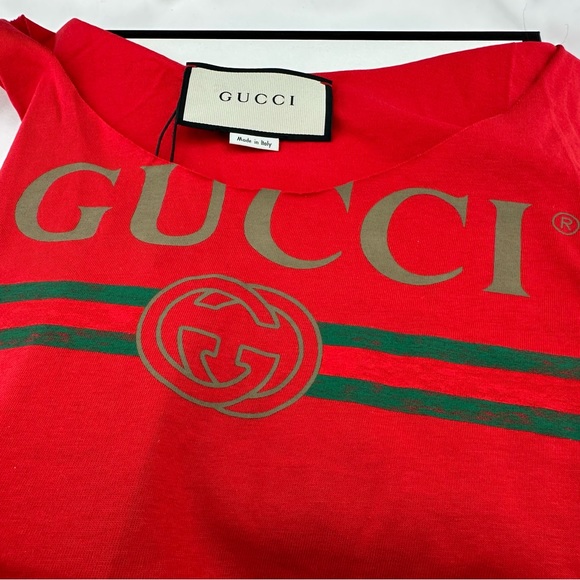 Gucci Vintage Logo Print Red Tank Top - Picture 6 of 13